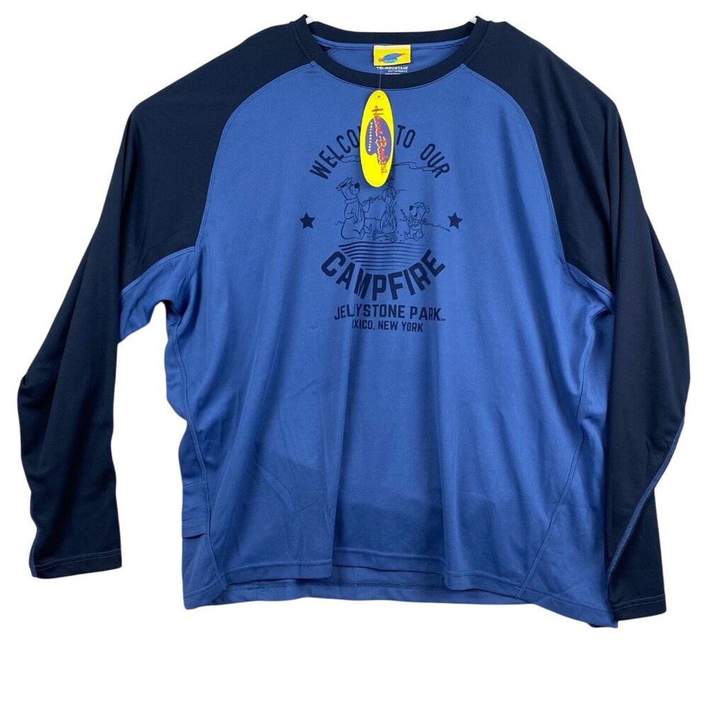 NWT Hanna-Barbera Mens Activewear Top 3XL Tri-Mountain Performance Shirt Blue